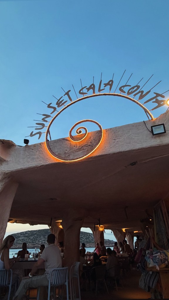 Sunset Cala Conta restaurant overlooking the Ibiza coastline