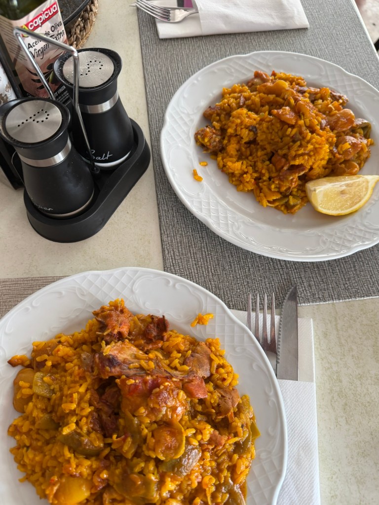 Traditional paella served at a restaurant in Ibiza
